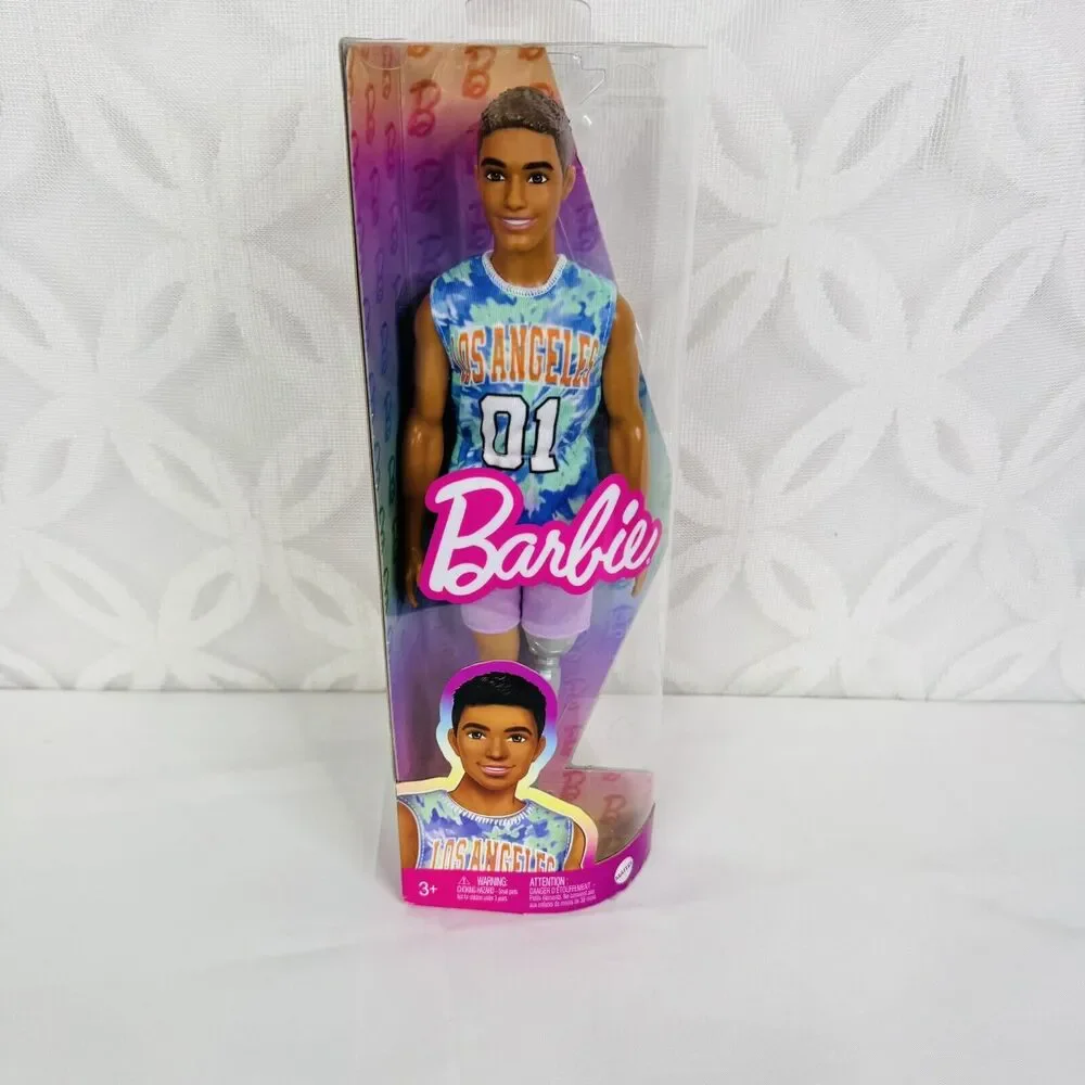 Barbie Ken Fashionistas Doll 212 Prosthetic Leg Los Angeles Jersey‎ Purple Short
